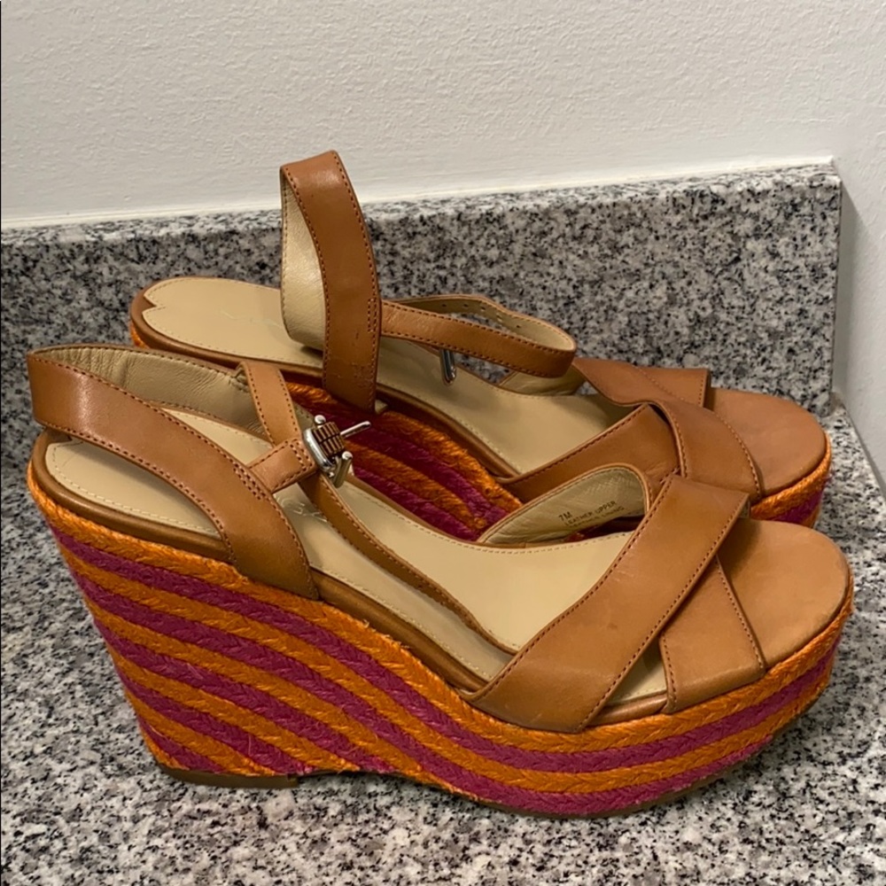 Via Spiga   Leather wedge sandals  brand new .7.